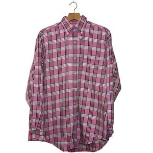 Bobby Jones Collection Woven in Italy long sleeved pink check Oxford. Men’s L